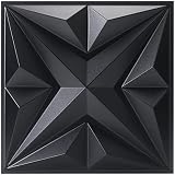 MIX3D Art 3D Wall Panel 12''x12'' Black Star Textured PVC Wall Panels for Interior Wall Decor, Pack