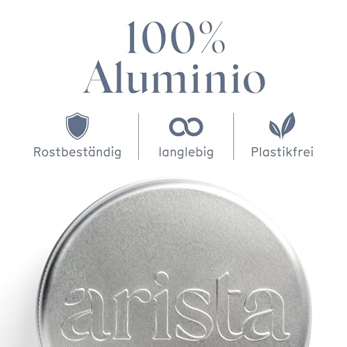 Arista Aufbewahrung für festes Shampoo, Aluminiumseifendose mit Deckel und Abtropfschale, Reiseseifendose, Auslaufsicher, Bruchsicher, Platzsparende Seifendose für Camping, Gym oder Badezimmer