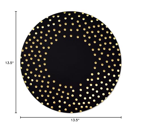 Datyiiha 50 Pcs 14 Inch Black And Gold Foil Paper Place Mats Golden Polka Dots Round Placemats Disposable Decorative Table Mats For Wedding Banquet Party Home Dining Table Decor thumb #7