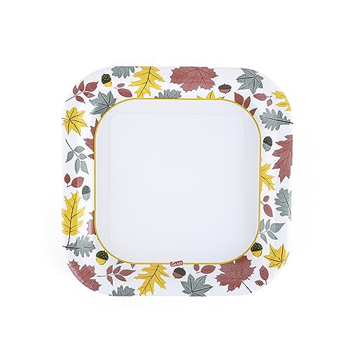 Image of Glad Square Disposable Paper Plates, Falling Foliage, 10 Inch, 20 Ct, 24-Pk