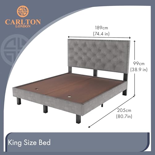 Image of Wooden Modern Upholstered King Size Bed for Bedroom | Wooden Double Bed Without Storage | Platform Cot Upholstered Bed with Upholstery Fabric | Engineered Wood | 6.5 x 6 Ft | Mine