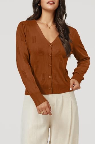 Image of Arach&Cloz Women's Soft Cropped Cardigan Casual Lightweight Shrug Sweater Tops