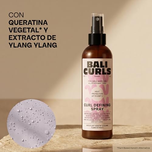 Bali Curls Curl Leave In Spray Difusor-Protector del Calor - Spray termoprotector definiente para cabello rizado - Protección térmica nutritiva para el cabello - Para rizos sanos y protegidos - 150 ml - imagen 4