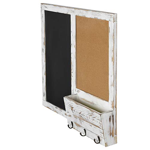 Mygift Whitewashed Wood Entryway Family Command Center Wall Organizer With Chalkboard, Cork Board, Mail And Key Holder #TOP5