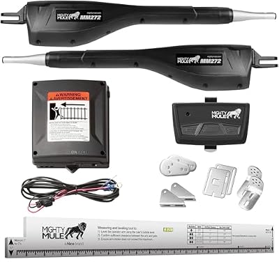 Mighty Mule Gate Opener, Solar Ready, Automatic Gate Opener for Dual Swing Gates up to 300lb or 12ft, with Precision Installation Ruler, Upgraded Kit, MM272-A