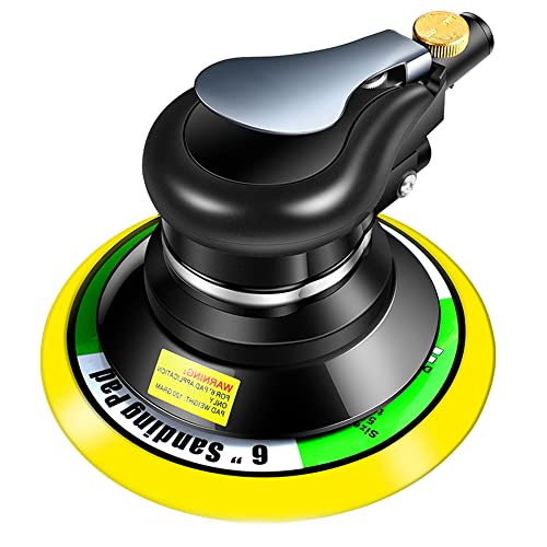 Air Orbital Sander, 6” Pneumatic Dual Action Palm Rotary Disc Polisher,6 Inch Air Random Orbit Sander with Dust Bag 12000 RPM