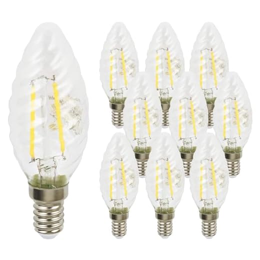 10er PACK - LED Filament Leuchtmittel Kerze TWIST 2W E14 360° - warmweiß (2700 K)