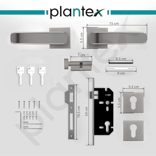 Image of Plantex Main Door Locks for Home /Premium Door Lock with 3 Years of Warranty /Mortise Lock for Door - Main Door Lock Set (7112 - Satin White & Satin Black)