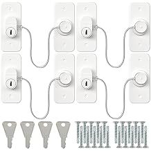 4Pcs Window Safety Lock, Self Adhesive Window Restrictor Baby Safety Window Locks with Screws and Key Sturdy Childproof Security Lock ward off Children Falling for Home Window