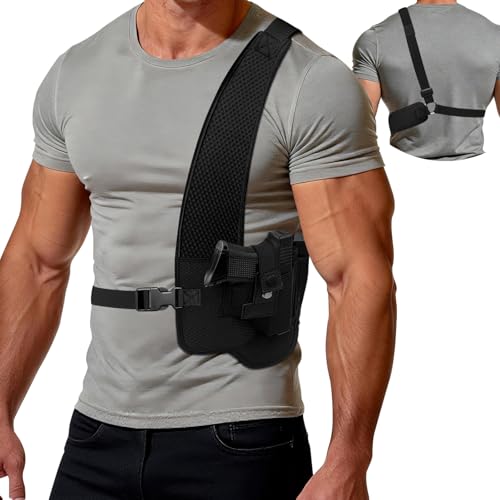 AIKATE Shoulder Holster for 9mm, Gun Shoulder Holster with Magazine Pouch, Universal Chest Holster for Men, Fits Subcompact and Compact Pistols for S&W Bodyguard, Sig P365, Glock 17, 19, 26, 42, 43