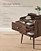 VASAGLE Nightstands, Set of 2, Bedside Tables with Hidden Drawers, Mid-Century End Side Tables with Solid Wood Legs, for Bedroom, Natural Walnut ULET624K01