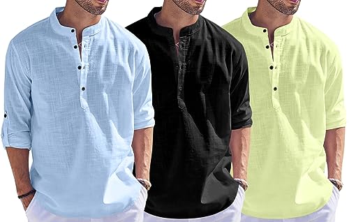 Image of Combo of Men Solid Cotton Blend Straight Kurta Shirt Pack of 3
