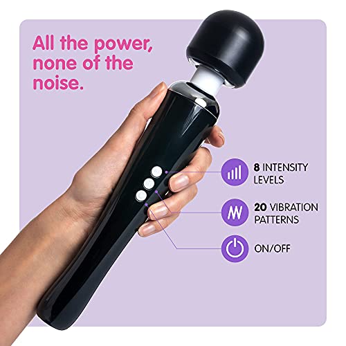 Image of Oliver James Large Wand Massager w / 20 Vibration Modes 8 Speeds (Jet Black)