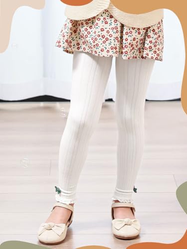 Girls Leggings Footless Knit Ribbed Tights Cute Pants with Bow3