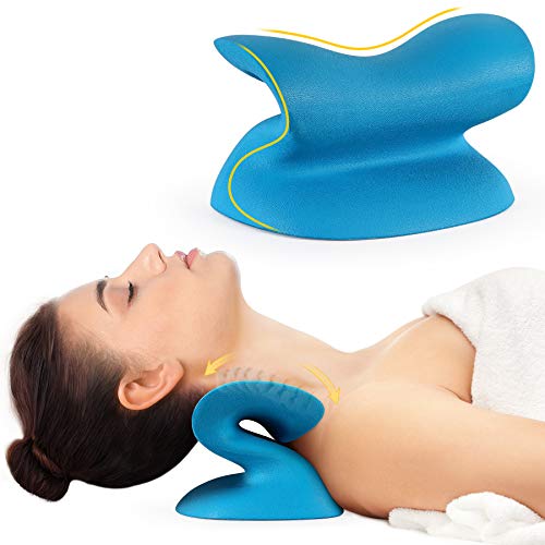Neck Stretcher for Neck Pain Relief, Neck and Shoulder Relaxer Cervical Traction Device Pillow, Neck Curve Pillow Chiropractic Pillow for TMJ Pain Relief and Cervical Spine Alignment