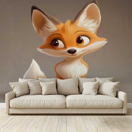 MKBKLI - Papel pintado panorámico de zorro de dibujos animados, efecto 3D, pintura de pared fotográfica, sala de estar, dormitorio, TV, sofá, tema, hotel de lujo, pasillo de fondo, decoración para el