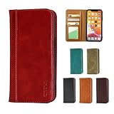 CIBOLA 高級牛革 iPhone 14 Pro 対応 ケース 手帳型 本革 スマホケース 耐衝撃 カード収納 財布型 スマホスタンド 全面保護 マグネット式 アイフォン14プロ 対応 カバー (レッド)