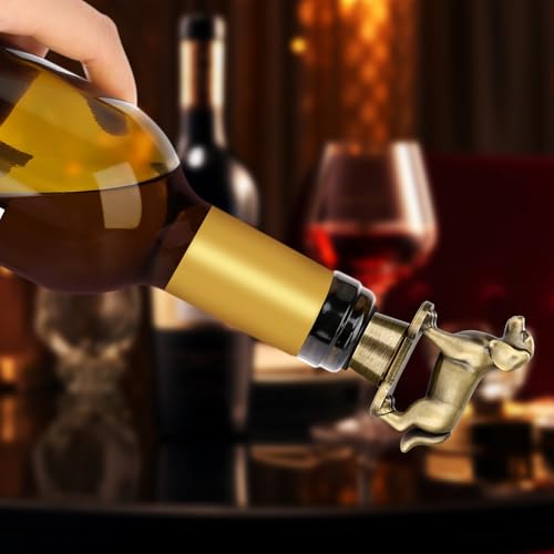 LKKCHER Golden Retriever Weinflaschenverschluss, Golden Retriever Geschenke, Geschenk für Hundebesitzer, Geburtstagsgeschenk Weingeschenke Weihnachten Geschenke für Männer Frauen Papa, Bronze