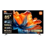 XIAOMI TV S Mini LED 85 pollici (216 cm), QLED Mini LED Televisore, Smart TV con Dolby Vision + Dolby Atmos, 144Hz con 288Hz Game Boost Mode, 4K UHD, HDR10+, MEMC, Google TV, Airplay 2