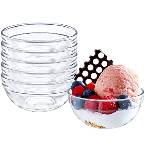 Uooker Small Glass Dipping Bowl, 6 Pcs Round Clear Glass Condiment Pots for Jam Snack, Spices, Chutney, Creams, Soy, Relish Sauce