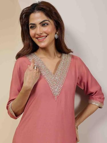 Image of Yoke Design Silk Blend Straight Kurta With Trouser and Dupatta