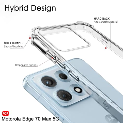 Image of TheGiftKart Crystal Clear Back Cover Case for Motorola Moto Edge 70 Max 5G | Shock Proof 360 Degree Protection | Hard Clear Back Cover Case for Motorola Edge 70 Max 5G (PC & TPU, Transparent Bumper)