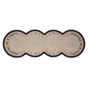 VHC Brands Harvest Blessings Stencil Gather & Be Thankful Table Runner 12x36 Braided Cotton, Kitchen Dining Table Holiday Decoration, Decor for Fall and Thanksgiving VHC Brands Harvest Blessings Stencil Gather Be Thankful Table Runner 12×36 Braided Cotton Kitchen Dining Table Holiday Decoration Decor for Fall and Thanksgiving