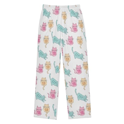 Boys' Pants Cartoon Cat Pattern Long Bottoms Jogger Pants Elastic Waist Trousers with Pockets S-XL
