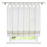 ESLIR Raffrollo mit Schlaufen Gardinen Wohnzimmer Raffgardinen Transparent Modern Vorhänge mit bunten Knäuel Leinen V-Schlaufen BxH 80x140 cm 1 Stück
