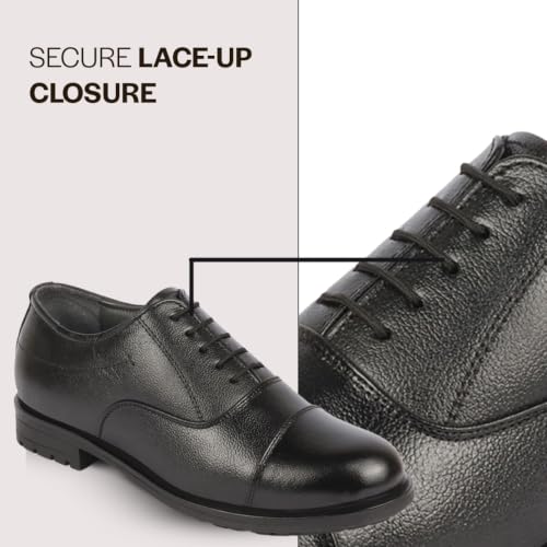 Image of FAUSTO Men's Genuine Leather Formal Office Comfort Broad Feet Oxford Lace Up Shoes