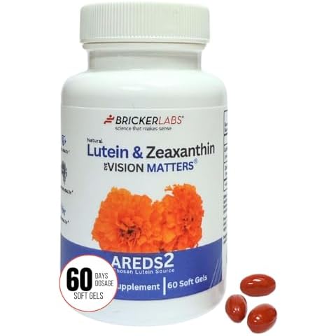 Bricker Labs Natural Lutein + Zeaxanthin Eye Supplement – Supports Eye, Brain, and Skin Health with Macular Carotenoids, Superior Bioavailability, AREDS2 Chosen Lutein Source – 60 Soft Gels Cover