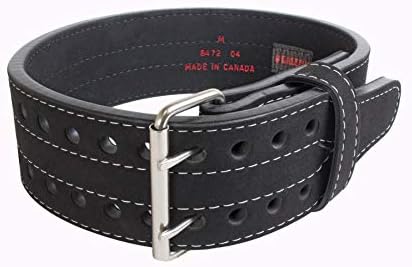 Grizzly Fitness Premium Double Prong Power Lifting Weight Belt for Men and Women | Used by Pros | Durable Thick 13mm Leather with Double Stitching and Double Prong Buckle | 4" Wide and Adjustable for Comfort | Stabilizes your Lower Back during Weight Lifting | Used by Strength Athletes to Maintain Vertical Body Rigidity for Heavy Lifts such as Squats, Deadlifts & Bench Press