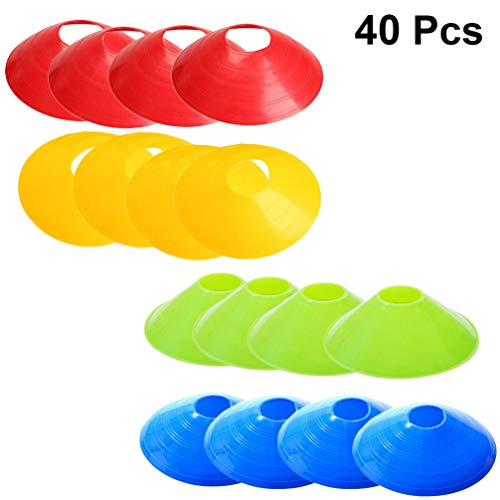 40 peças de cones de disco de futebol Besportble para treinamento de agilidade, futebol, crianças, m