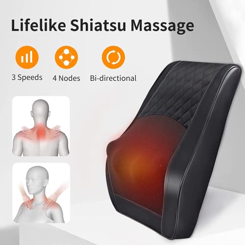 Image of Boriwat Shiatsu Neck and Back Massager with Heat, Neck and Shoulder Massagers, Deep Tissue Kneading Massage Pillow for Lower Back, Shoulder, Leg Muscle Pain Relief, Relax Gift for Woman Man