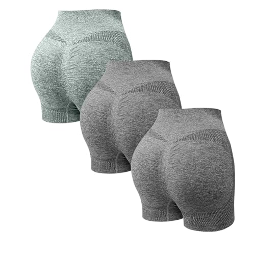 2 Pack Mallas Cortas Mujer Push Up Pantalones Cortos Deportes Cintura Alta Antirozaduras Pantalon Corto Deportivos Anticeluliticos Leggins Shorts Running Yoga Elásticos Short Gimnasio Fitness Ciclista