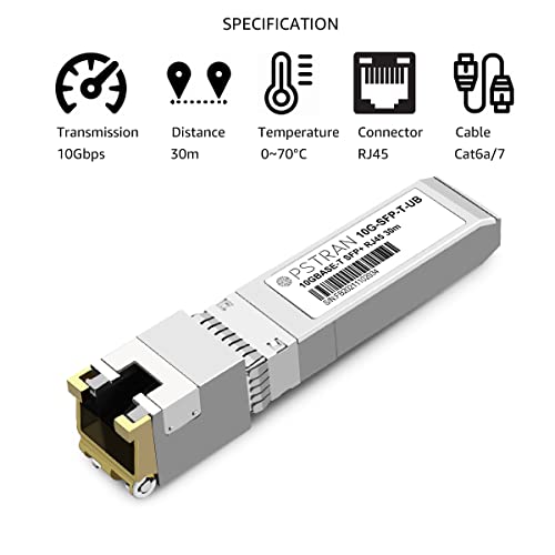 Image of 10GBASE-T SFP+ RJ45 Copper Transceiver Module Compatible with Ubiquiti UF-RJ45-10G 10G SFP+ 30m Cat6a /7 10 Pack