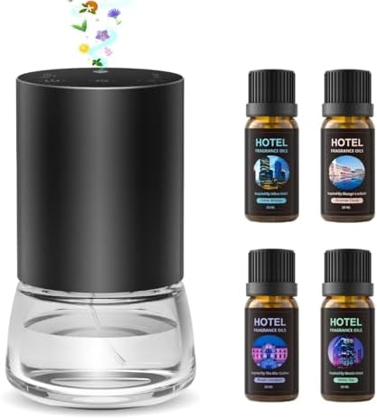 Waterless Essential Oil Diffuser 100ML Large Capacity Battery Operated Cordless Aromatherapy Diffuser with Timing & 3 Mist Levels car Diffuser 7 Colour Led Lights (Black-4)