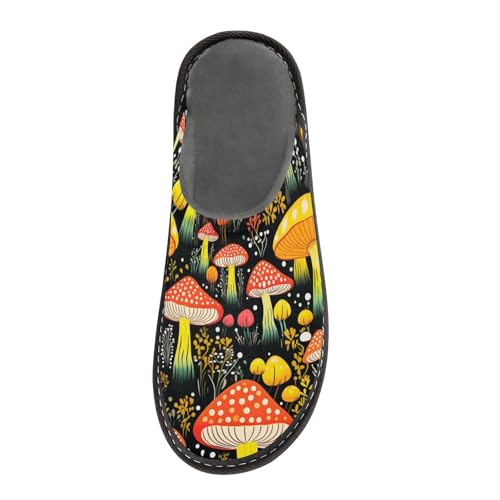 Orange Mushroom Fuzzy Slippers Soft Home Bedroom Slippers for Women Men House Shoes3
