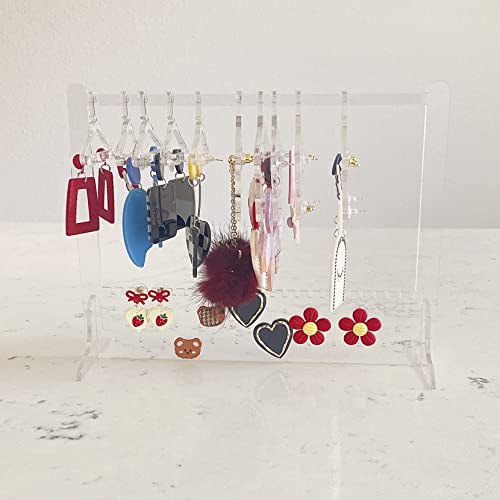Lemonadeus Cute Earring Rack Holder Coat Hangers Stand Unique Earring Closet Acrylic Earring Display Stand Earrings Organizer Ear Stud Holder (Crystal Clear) #TOP2