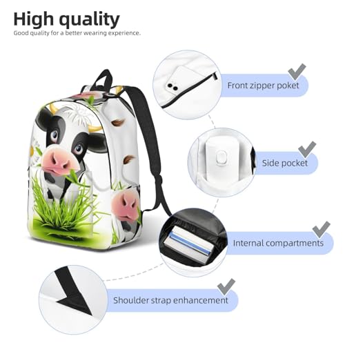 Sac à dos en toile imprimé vache pour ordinateur et cours