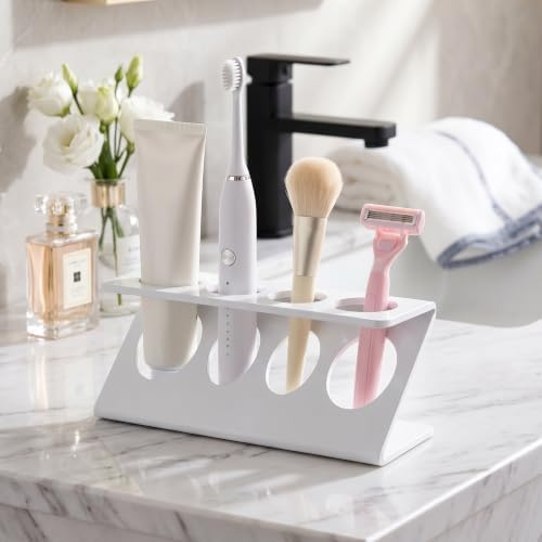 TKLNLQ Bathroom Sink Toothbrush Holder (White) - 4