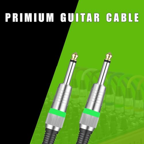 Image of SeCro 6.35mm Guitar Cable Premium 6.35mm Mono Jack 1 /4 inch TS Cable Unbalanced Guitar Patch Cords /Instrument Cable Male to Male with Zinc Alloy Housing. (GREEN, 98Feet(30Meter))