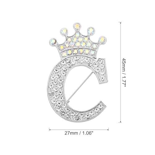 Image of PATIKIL Letter Brooch Pins, Crown Initial Rhinestone Alphabet Letter Lapel Badges Pin for Women Suits