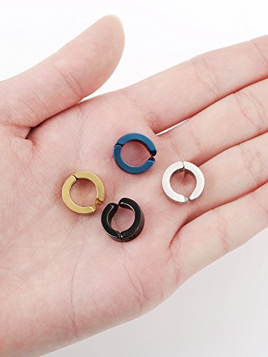 Mudder 8 Pieces Non-Piercing Earrings Ear Clip Fake Ear Hoops for Men and Women, Stainless Steel, 4 Colors4