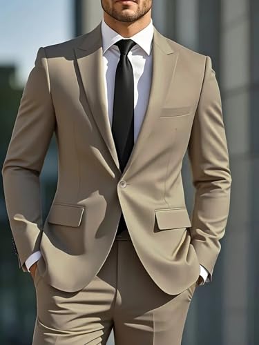 i·FineLong Men's 3 Piece Slim Fit Suits Double Breasted Suit Formal Tailcoat for Men, Casual Wedding Party Groom Suit3