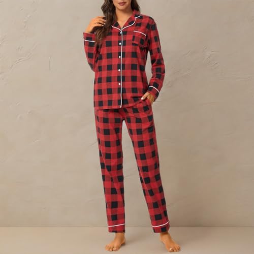 Image of Tugege Pajamas Set Long Sleeve Sleepwear Womens Button Down Nightwear Pj Sets
