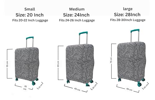 Image of Printed Luggage Cover for Traveling Bag & Suitcase - Stretchable & Scratchproof Trolley Protector with Velcro Lock & Lightweight Washable Material(Suitcase Bag Not Included, Only Cover in Product)