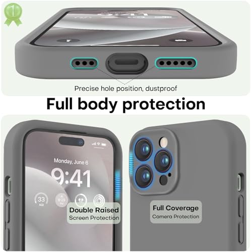 Image of LOVE 3000 Designed for iPhone 14 Pro Max Case, Premium Silicone with [Soft Anti-Scratch Microfiber Lining] Shockproof Protective Phone Case for Men Women Girls 6.7 inch, Dark Grey