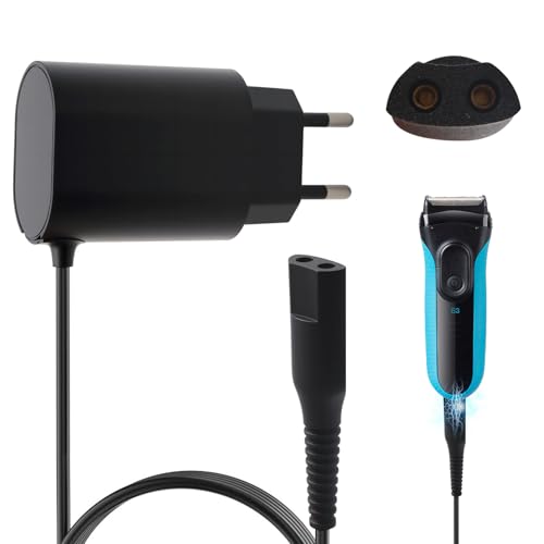 12V 0.4A Chargeur pour Braun Rasoir Électrique Série 9 8 7 6 5 4 3 2 1 Cordon de Recharge Remplacement avec 1M Câble Alimentation Secteur Adaptateur pour Rasoir Braun...