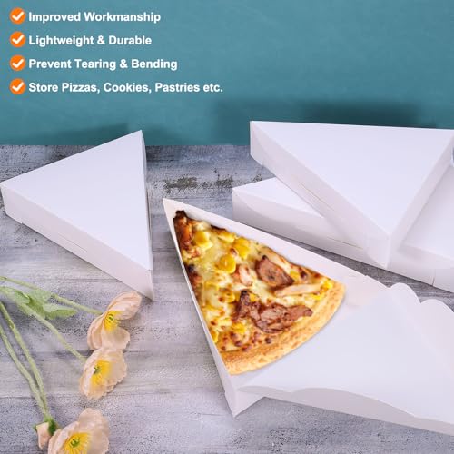 QUARKZMAN Pizzakartons, 20 Stück 8,07x6,5x1,77 Zoll - Pizza Einzelscheiben-Aufbewahrungsbehälter, Dreieckige Pizzascheibenbox, Mini-Pizzaverpackungskarton für Pizza-Party (Weiß)